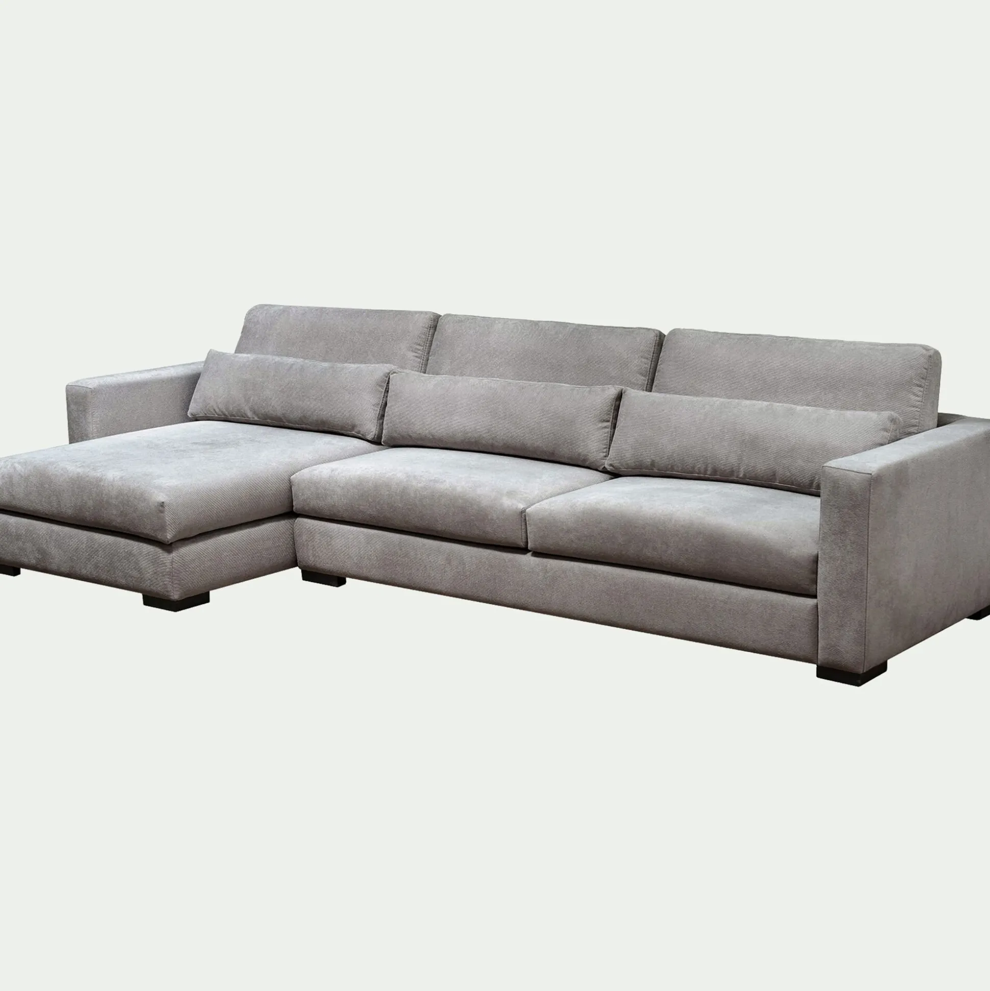 Canapé petit angle chaise longue gauche fixe en tissu Bloq - gris
