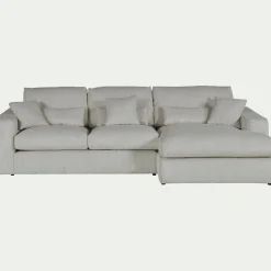 Canapé petit angle droit fixe en velours côtelé - gris borie