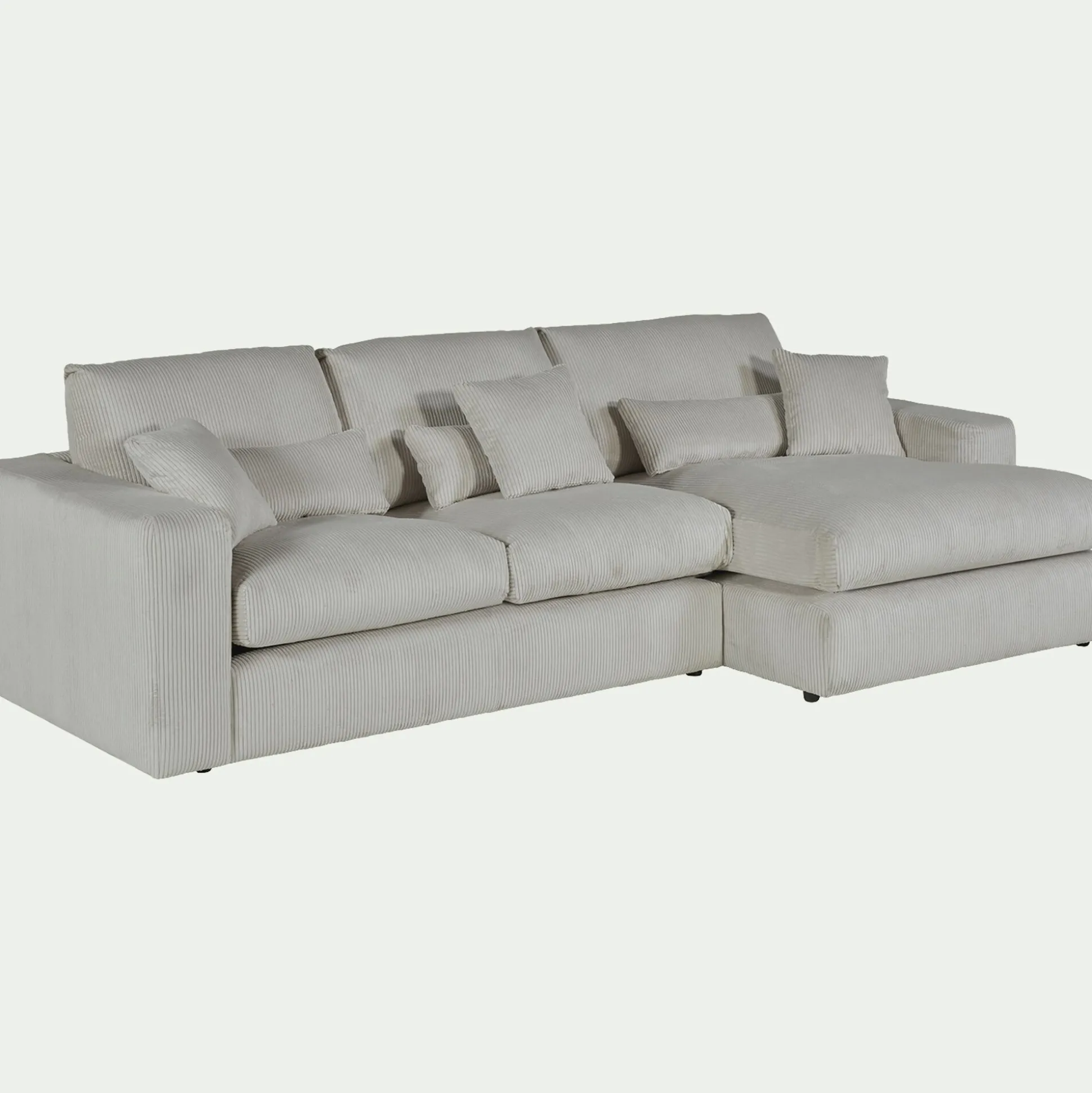 Canapé petit angle droit fixe en velours côtelé - gris borie