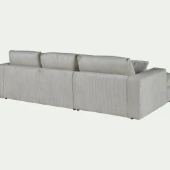 Canapé petit angle droit fixe en velours côtelé - gris borie