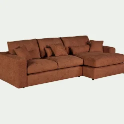 Canapé petit angle droit fixe en tissu chenille benjo - brun rustrel