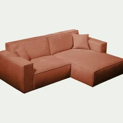 Canapé petit angle droit fixe en tissu genesis - brun rustrel