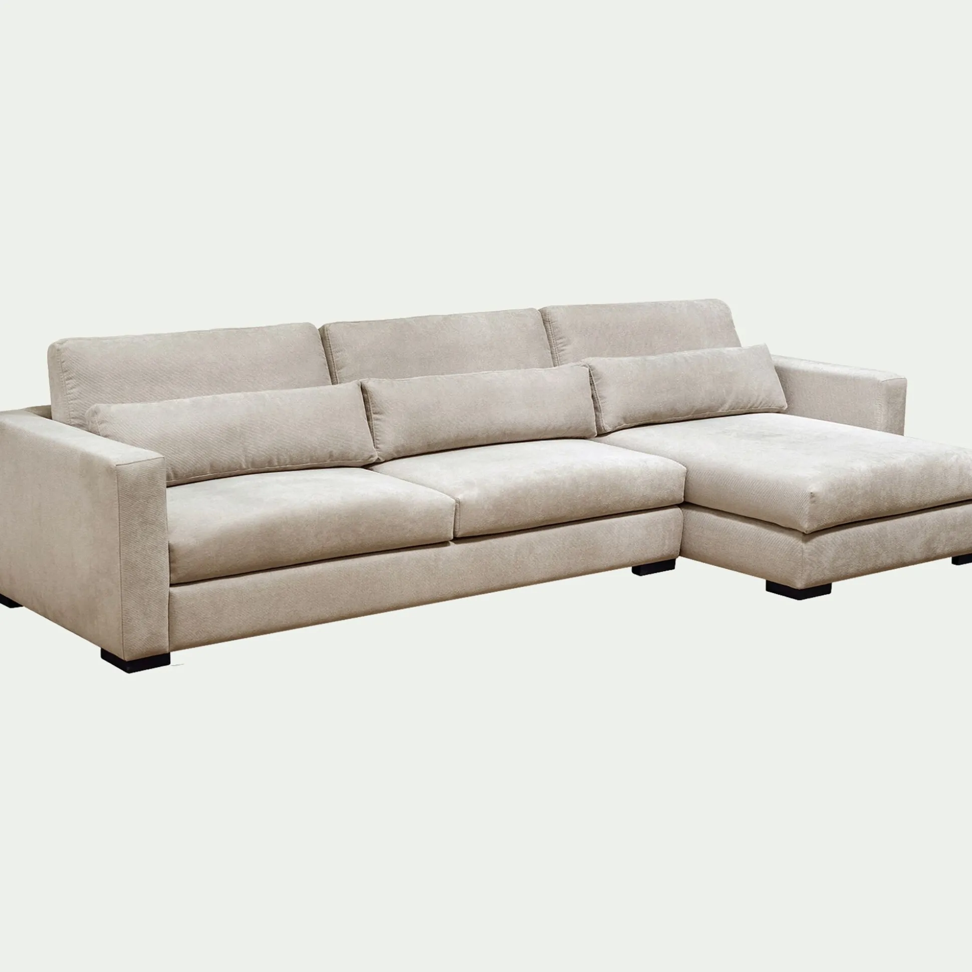 Canapé petit angle droit fixe en tissu Bloq - beige roucas