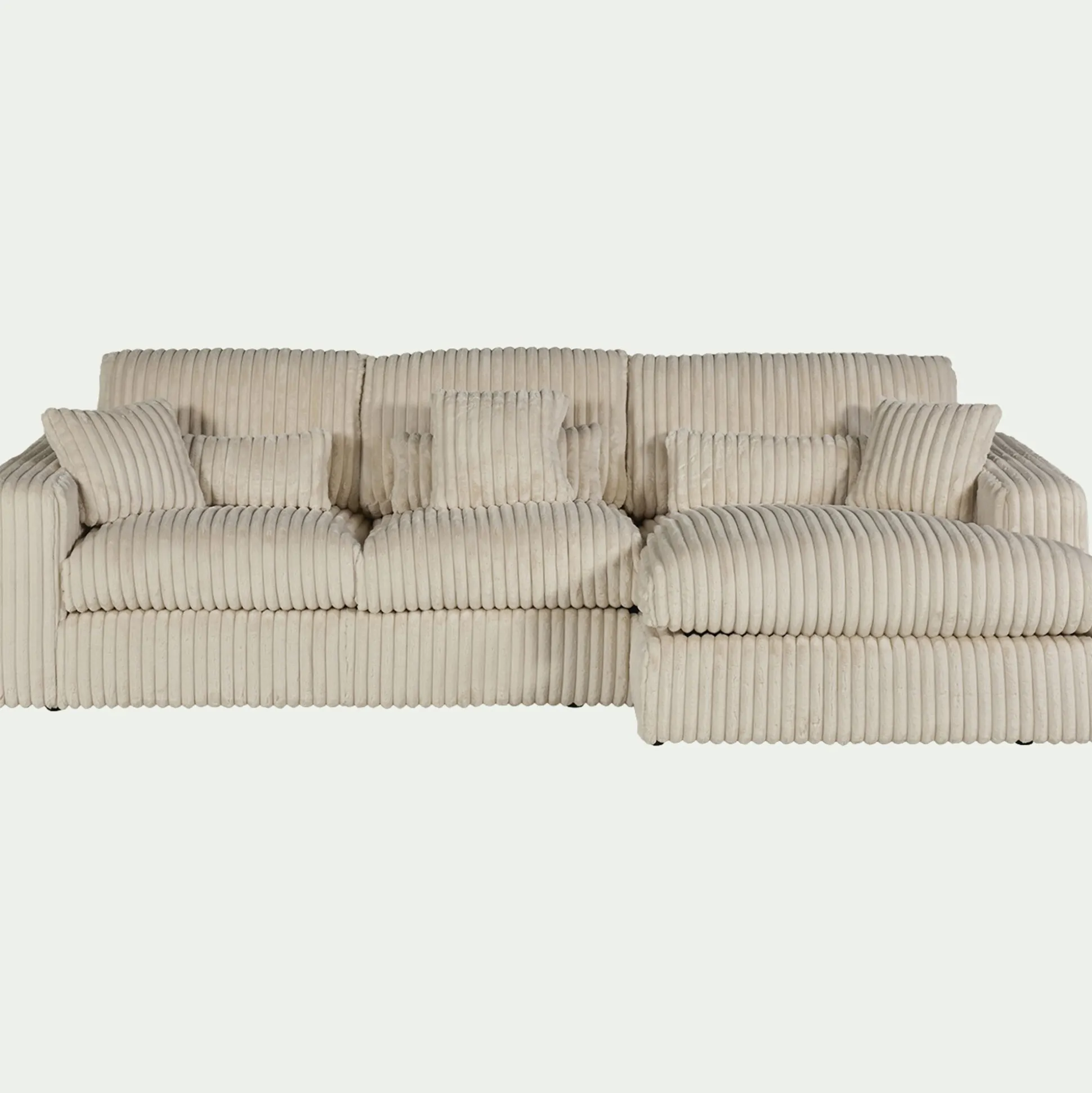 Canapé petit angle droit fixe en tissu côtelé bita - blanc ventoux