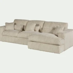 Canapé petit angle droit fixe en tissu côtelé bita - blanc ventoux