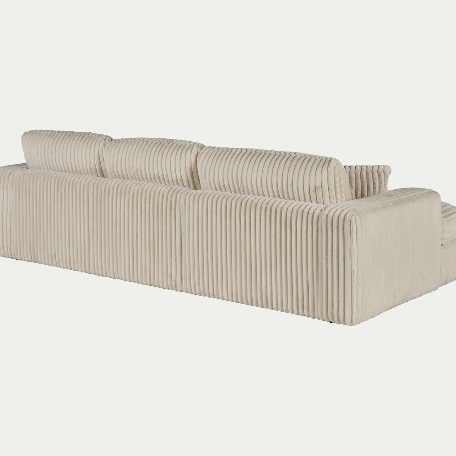 Canapé petit angle droit fixe en tissu côtelé bita - blanc ventoux