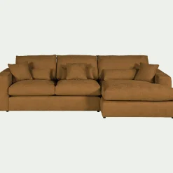 Canapé petit angle droit fixe en tissu chenille benjo - jaune argan