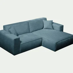 Canapé petit angle droit fixe en tissu genesis - bleu