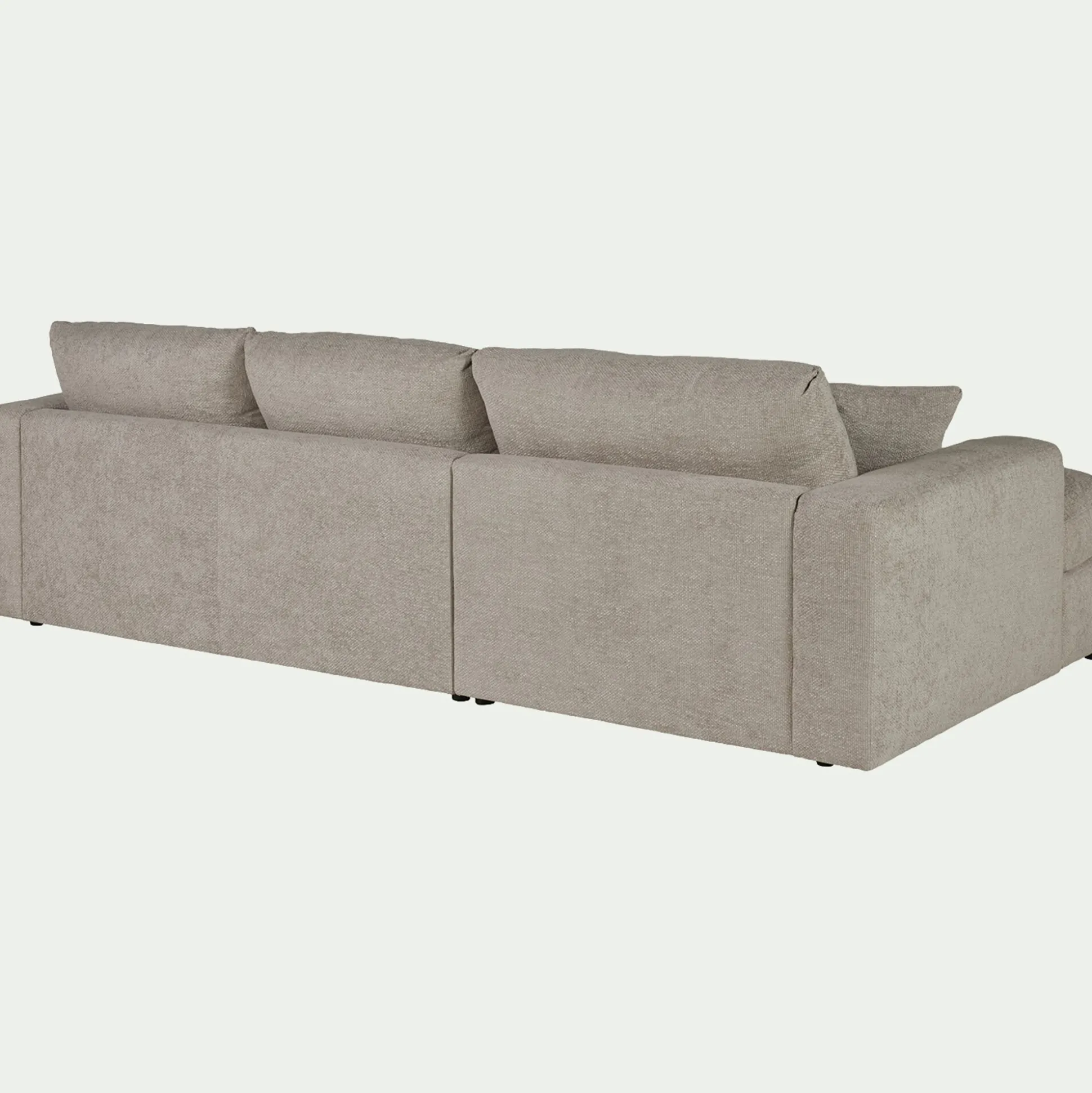 Canapé petit angle droit fixe en tissu chenille benjo - beige roucas