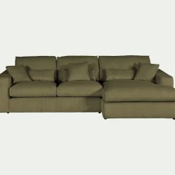 Canapé petit angle droit fixe en velours côtelé sastel - vert cèdre