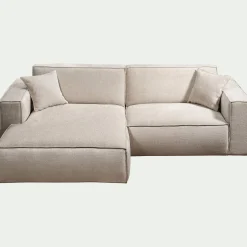 Canapé petit angle gauche fixe en tissu Genesis - beige