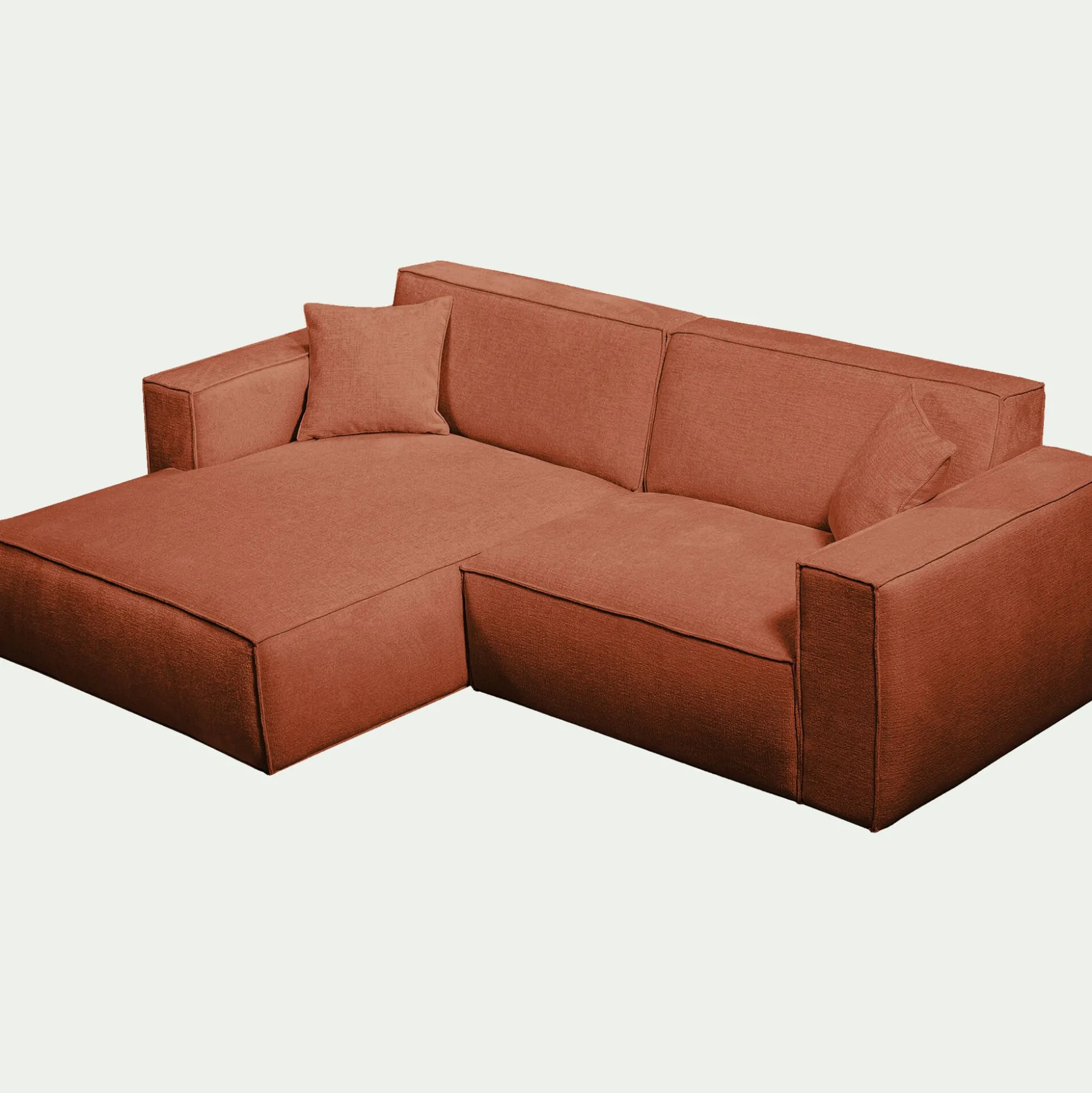 Canapé petit angle gauche fixe en tissu genesis - brun rustrel