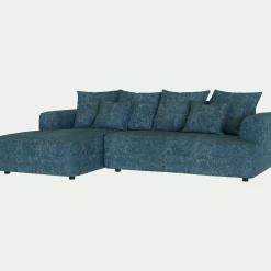 Canapé petit angle gauche fixe en tissu Genesis - bleu figuerolles