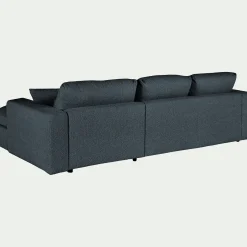Canapé petit angle gauche fixe en tissu bouclette - bleu