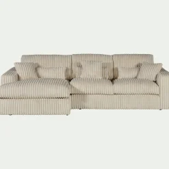 Canapé petit angle gauche fixe en tissu côtelé bita - blanc ventoux