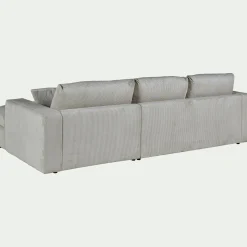 Canapé petit angle gauche fixe en velours côtelé sastel - gris borie