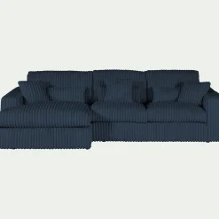 Canapé petit angle gauche fixe en tissu côtelé bita - bleu calabrun
