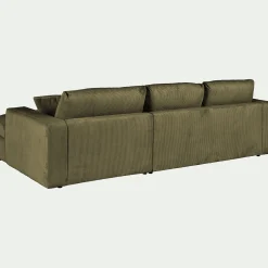 Canapé petit angle gauche fixe en velours côtelé - vert cèdre