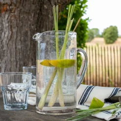 Carafe avec anse en verre bullé 1,1L - transparent