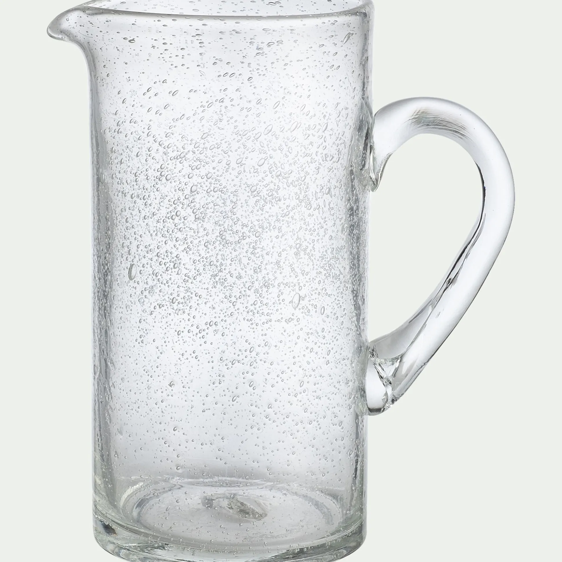 Carafe avec anse en verre bullé 1,1L - transparent