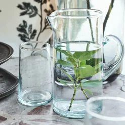 Carafe avec anse en verre recyclé 1,1L - transparent