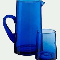 Carafe avec anse en verre recyclé 1,1L - bleu