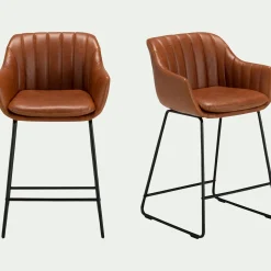 Chaise de bar avec accoudoirs en polyuréthane - marron