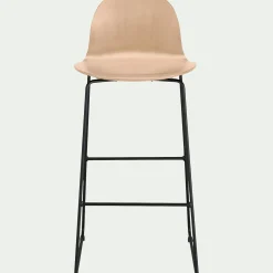 Chaise de bar avec coque en contreplaqué moulé de hêtre - bois clair H66cm
