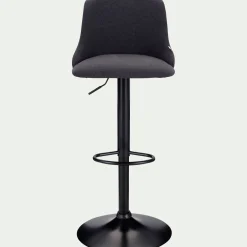 Chaise de bar en acier et tissu H63,5cm - gris