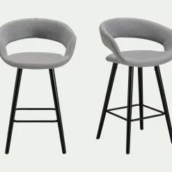 Chaise de bar en tissu avec accoudoirs H65,5cm - gris borie