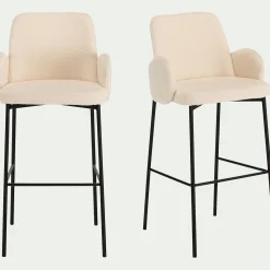 Chaise de bar en tissu bouclette H65cm - blanc