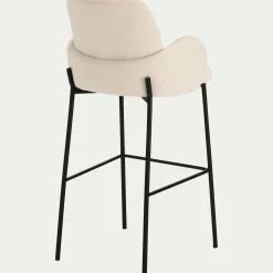Chaise de bar en tissu bouclette H65cm - blanc