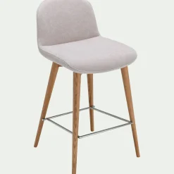 Chaise de bar en tissu et frêne H66cm - beige