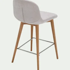 Chaise de bar en tissu et frêne H66cm - beige
