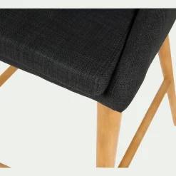 Chaise de bar en tissu gris foncé pieds bois - H66cm