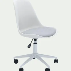 Chaise de bureau dactylo en tissu à roulettes - blanc
