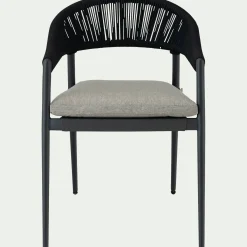 Chaise de jardin avec accoudoirs en aluminium et cordage - noir