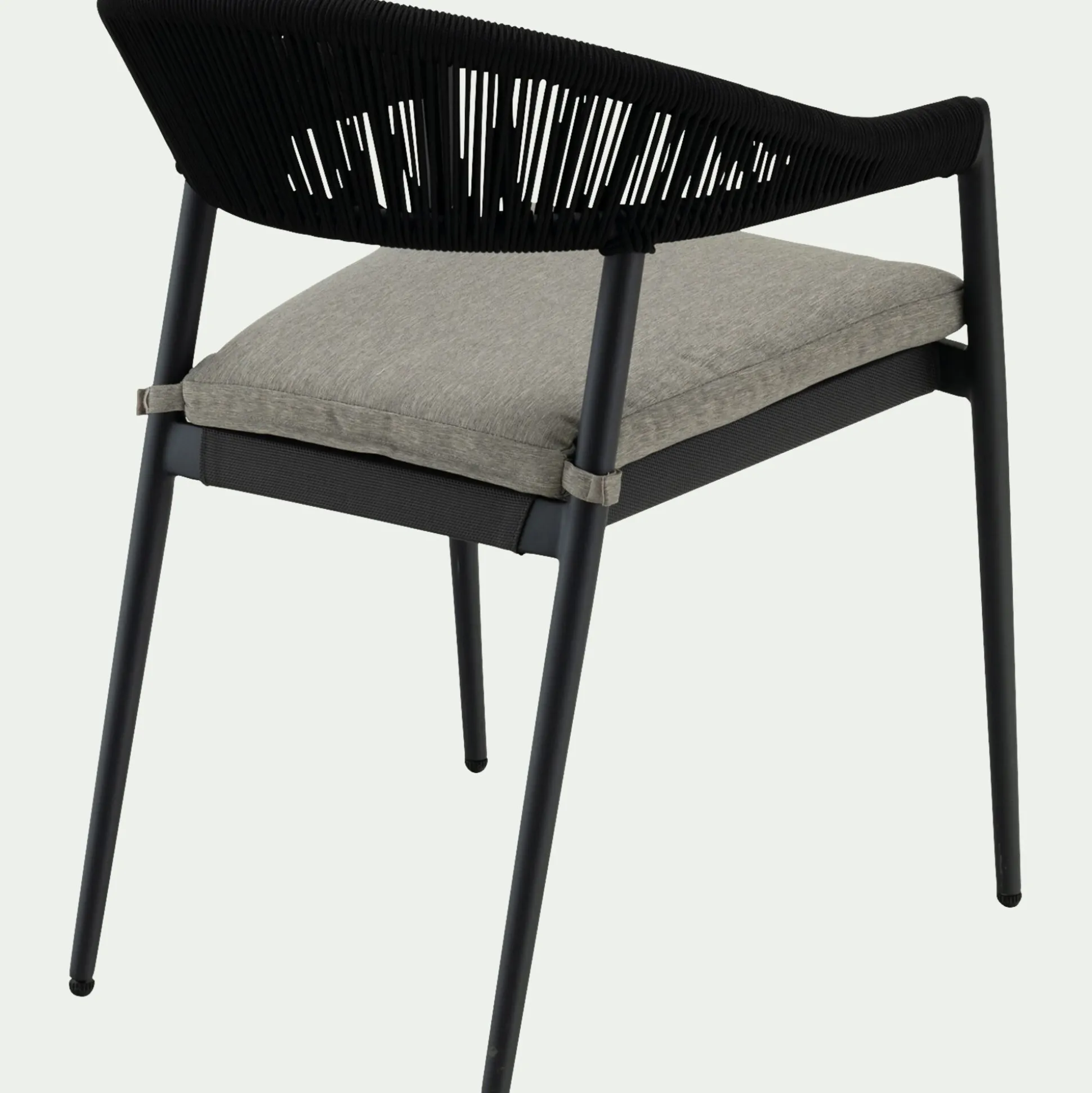Chaise de jardin avec accoudoirs en aluminium et cordage - noir