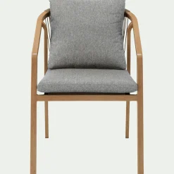Chaise de jardin avec accoudoirs en aluminium effet bois - gris