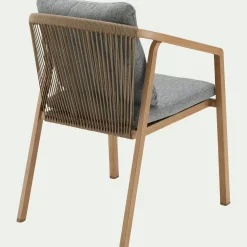 Chaise de jardin avec accoudoirs en aluminium effet bois - gris