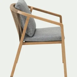 Chaise de jardin avec accoudoirs en aluminium effet bois - gris