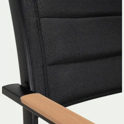 Chaise de jardin avec accoudoirs en aluminium et textilène - noir