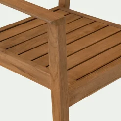 Chaise de jardin avec accoudoirs en teck FSC et cordage - bois clair