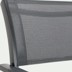 Chaise de jardin avec accoudoirs en aluminium et textilène - gris