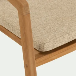 Chaise de jardin avec accoudoirs en teck massif - bois foncé