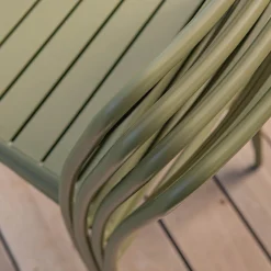 Chaise de jardin empilable en acier - vert kaki
