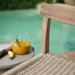 Chaise de jardin en acacia et assise en corde - bois foncé