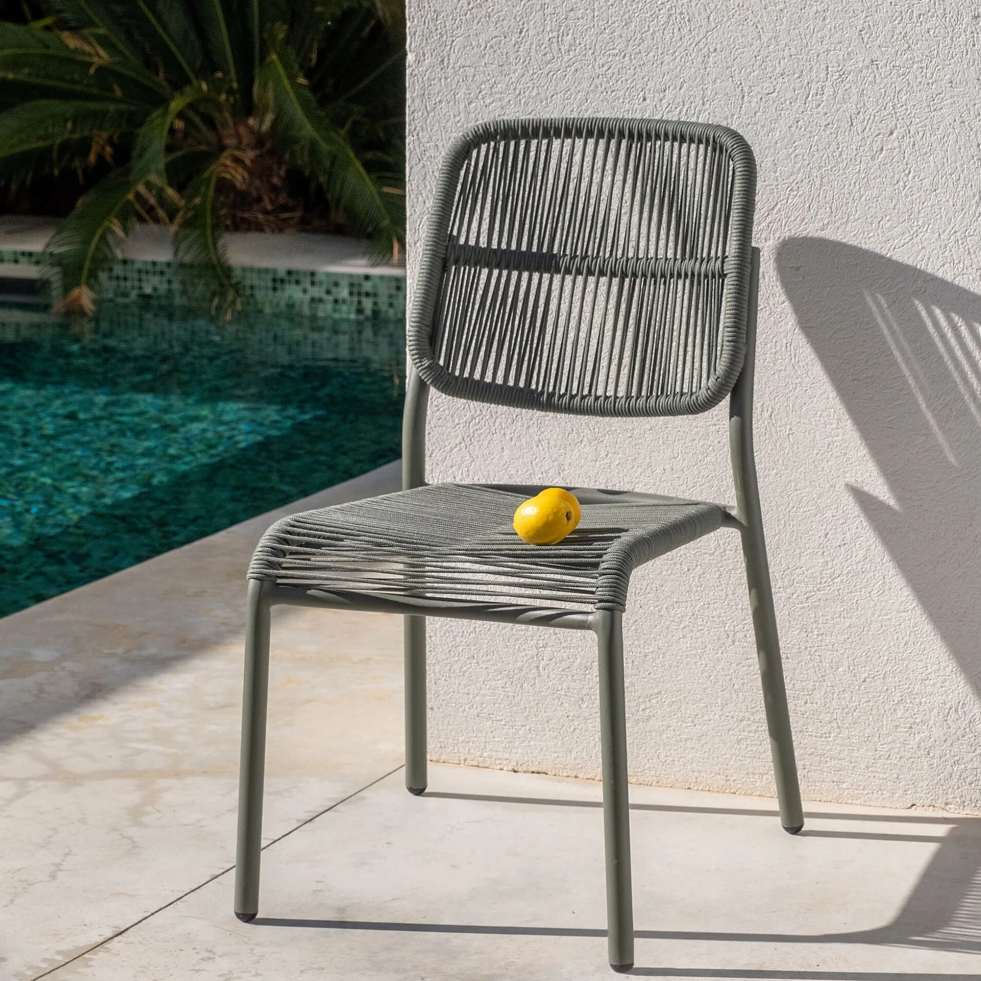 Chaise de jardin en corde tissée - vert cèdre
