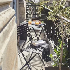 Chaise de jardin pliante en acier - noir