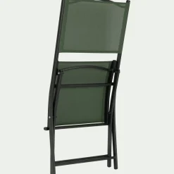 Chaise de jardin pliante acier et toile plastifiée - vert cèdre